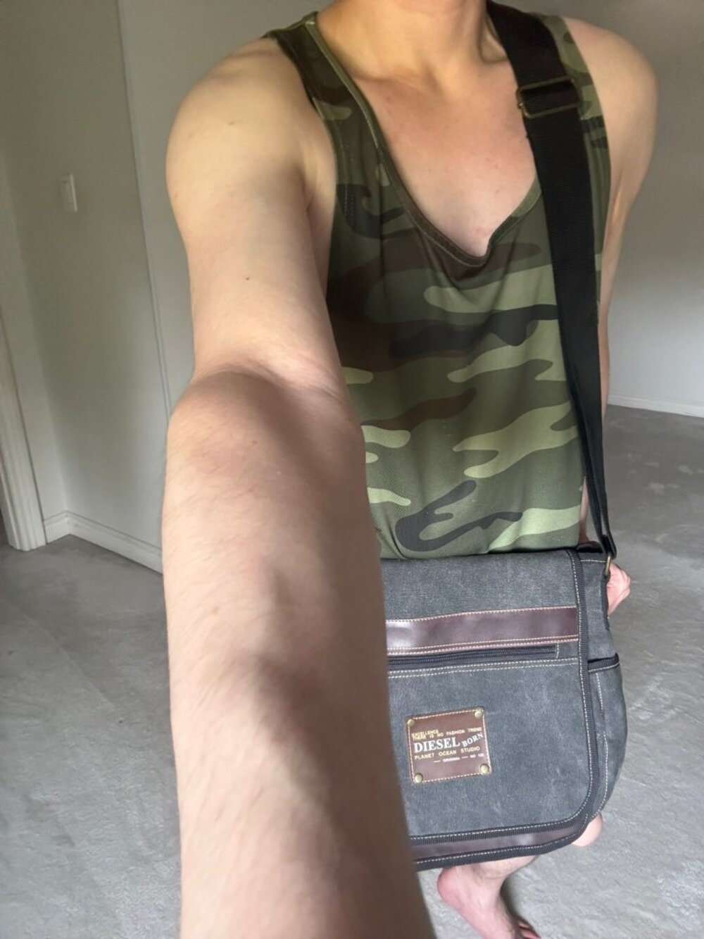 Vintage Diesel Spare Parts Charcoal Canvas Messenger Bag Y2K